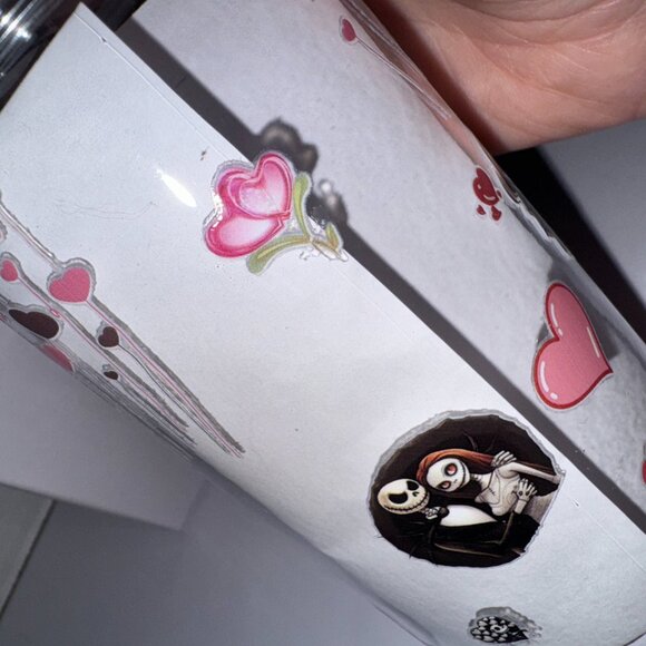 Halloween Wedding Themed 16 Oz Plastic Cup With Love Hearts - Picture 11 of 14